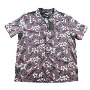 NEW Ted Baker London Men's XL Casual Purple Short Sleeve Floral Shirt Size 6